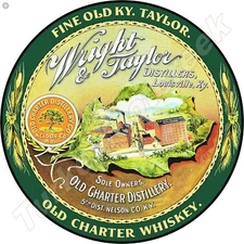 Wright & Taylor Distillers 11.75" Round Metal Sign