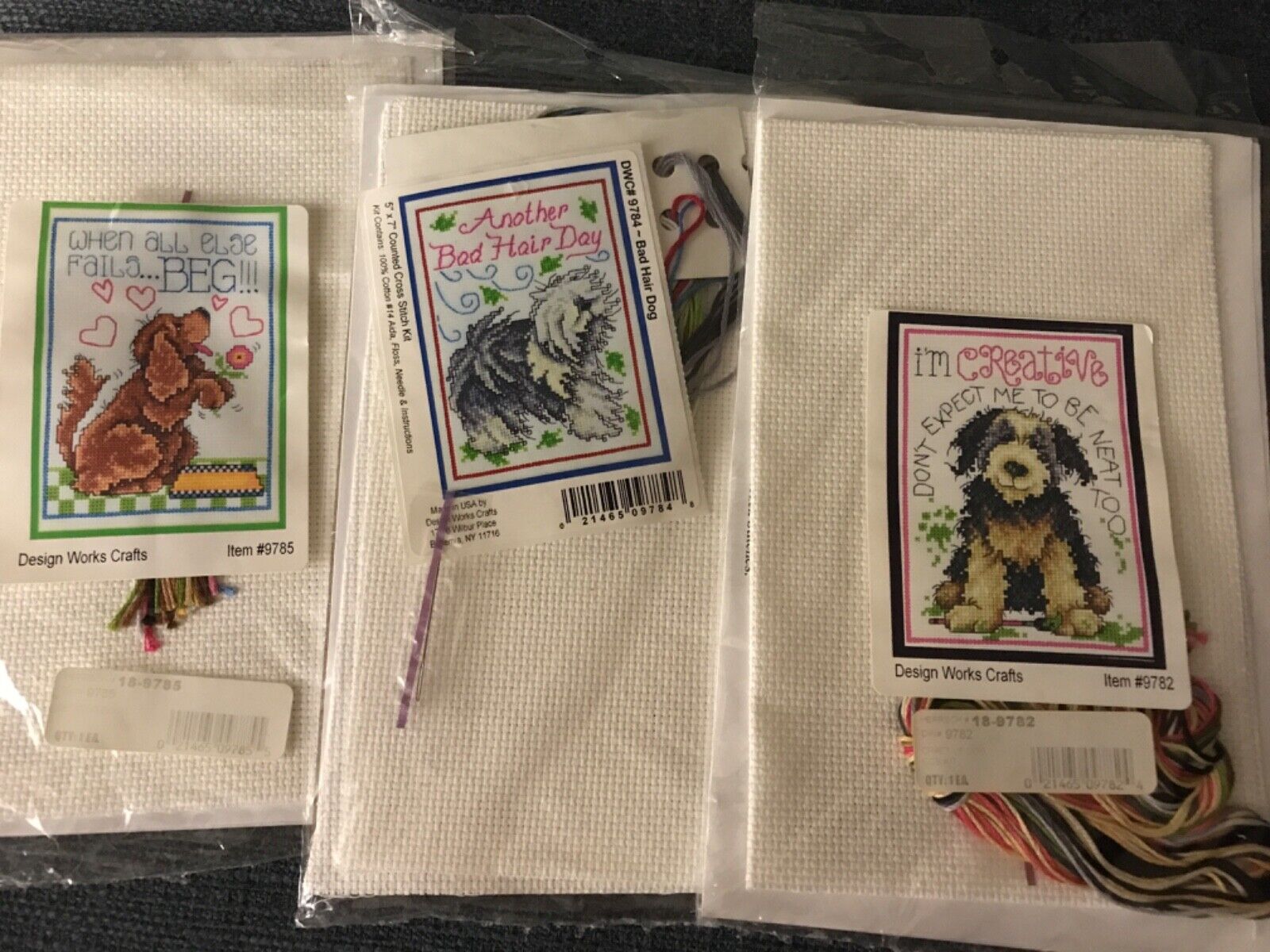 New Design Works Crafts 5x7” Cross Stitch Kits cute dogs you ...