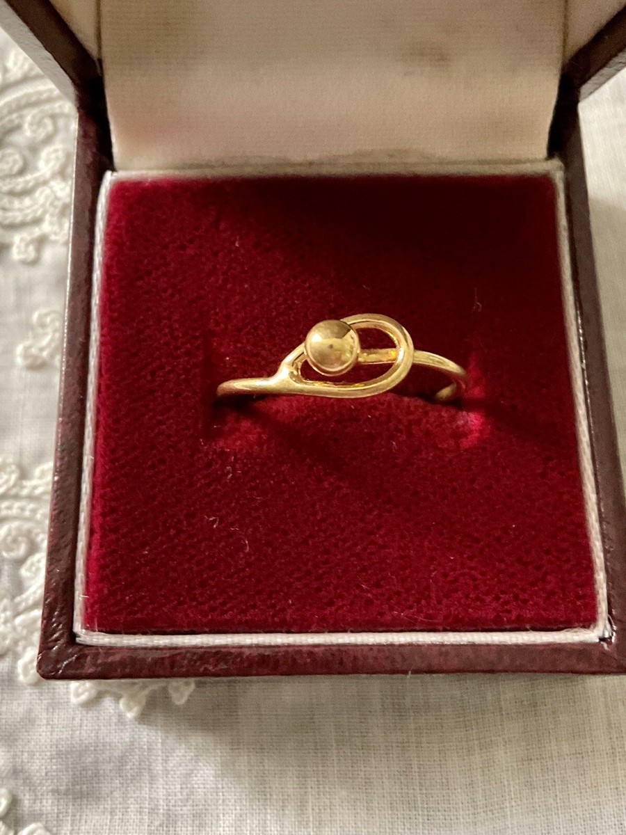 Bague Ancienne Art Déco Française Vers 1930 - Style 'Trilogie Boules' En Métal Plaqué Or - Occasion à Patiner