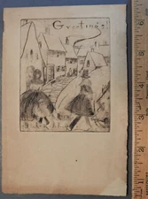 Kansas City Artist Ilah Kibbey (1888-1958) Etching Greetings Small Size