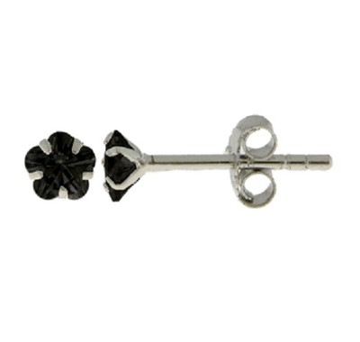Ohrringe Floh Blume Onyx Cz 4 mm silber