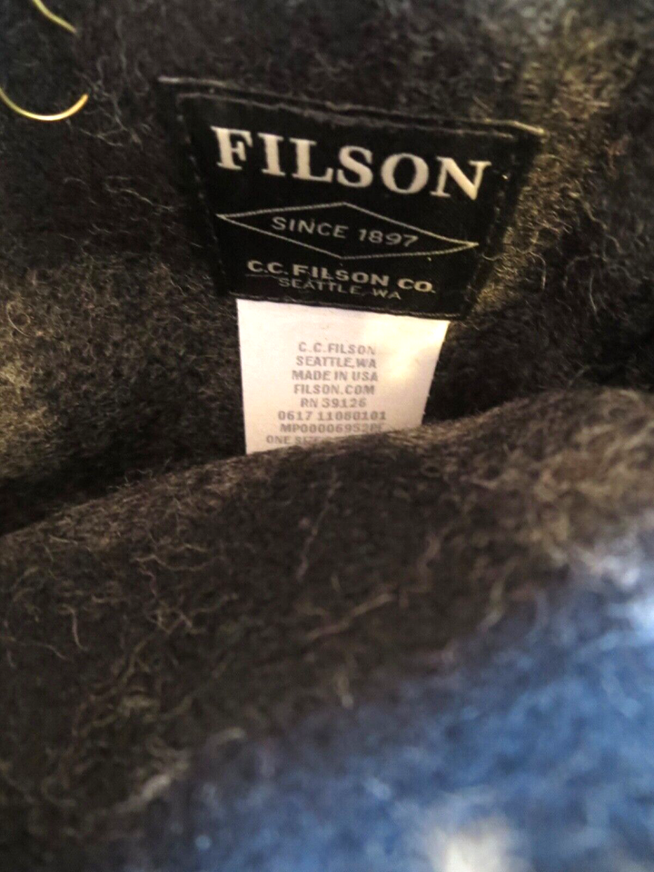 FILSON Christmas Stocking Black/Grey Virgin Wool Shearling Made in USA