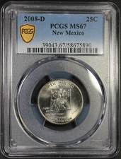 2008-D PCGS New Mexico Statehood Quarter MS67 MS-67 Business Strike 25c