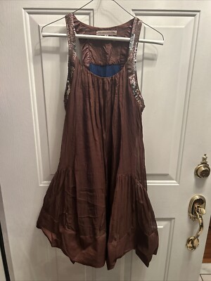 rohit gandhi - Rahul Khanna Ladies Size M Brown Mini Dress Sequin Lined Blue