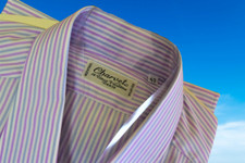  695 Charvet Paris 16.5 / 42 Men's White Blue Long Sleeve Dress Shirt Large