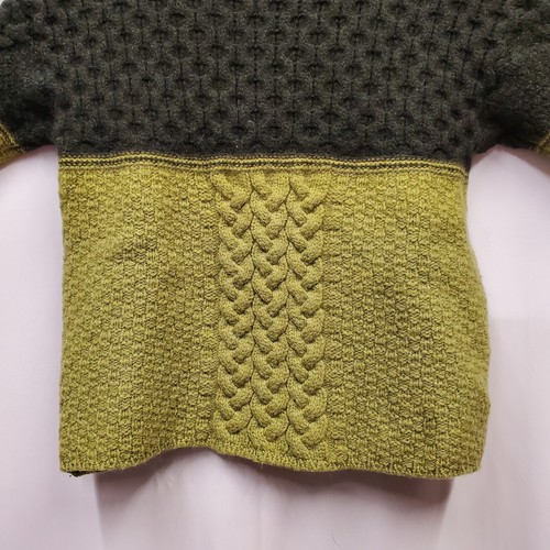 Maglione donna artigianale Inis lana merino Irlanda girocollo maglia cavo verde taglia M - Foto 5 di 15