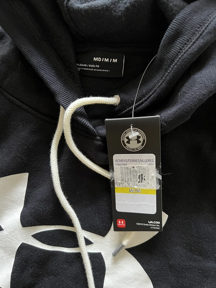 Under Armour Hoodie Womens Black Favorite Fleece Pullover Sweater Size Medium - Image 3 of 3