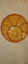 Vintage Indiana Glass Amber Deviled Egg and Relish Platter