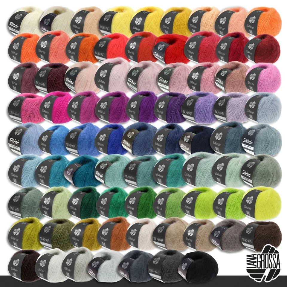 Lana Grossa 5 x 25 g Silkhair filato misto lana uncinetto maglia 79 colori