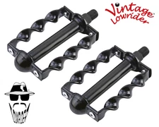 ORIGINAL F&R Vintage Lowrider Flat Twisted Bicycle Pedals 1/2" Steel Black Bike