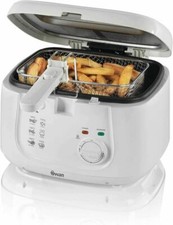 Image of Swan 2.5 L 1800 W Deep Fat Square Fryer with Viewing Window - White