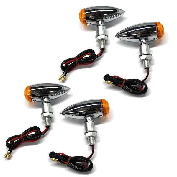FüR Bobber Chopper Cafe Racer 4X Motorrad Chrom Bullet Mini Blinker Signal Licht-image