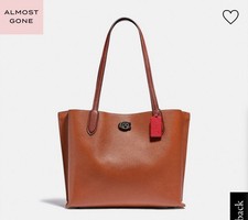 NWT COACH C0692 Willow Leather Tote in Colorblock with Signature Canvas - Saddle