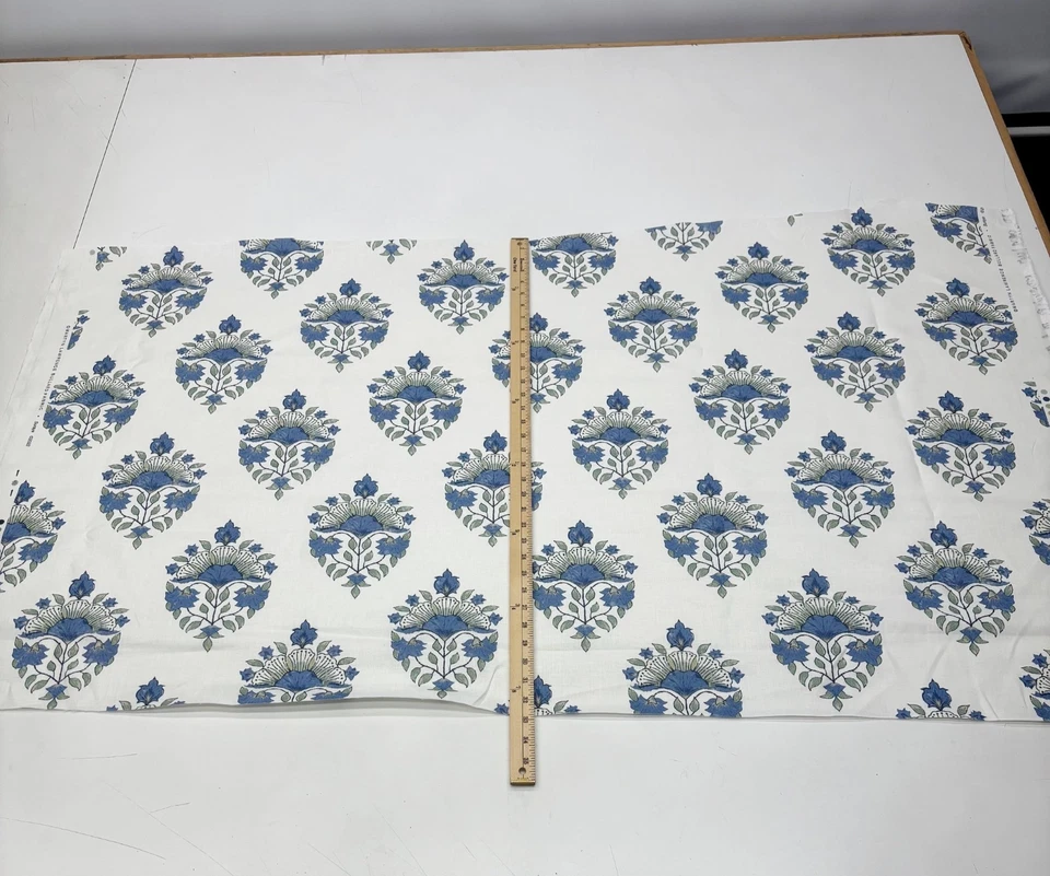 MARTYN LAWRENCE BULLARD SURAYA BLUE LINEN DESIGNER FABRIC REM 31" LONG 54"W - Image 2 of 4