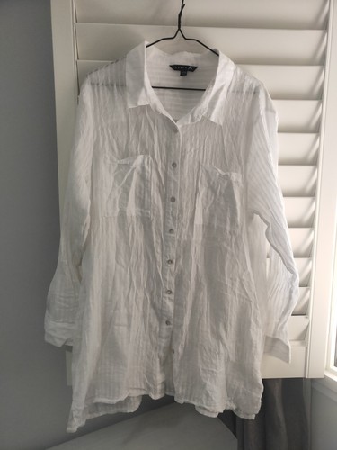 Rusty White Long Sleeve Coverup Dress T-shirt 14 - Picture 2 of 4
