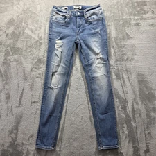 Vigoss Jeans Womens 25 Blue Distressed Skinny Fit Thompson Tomboy Stretch Denim
