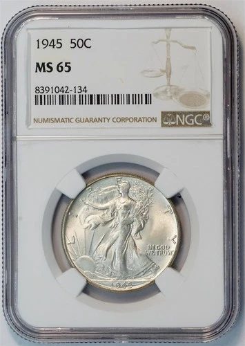 1945 Liberty Walking Silver Half Dollar NGC MS 65 US COIN 50C
