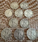 10x Walking Liberty Half Dollars - 1932-1945, 90% Silver, $5 face value, 3.2 oz