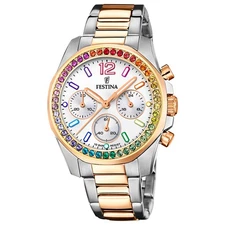 Festina Ladies' Watch Chrono F20608-2 Stainless Steel Two-Tone Rainbow