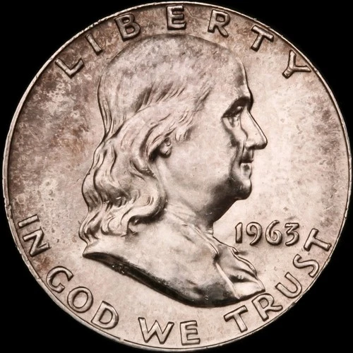 1963-D Franklin Half Dollar - Choice Gem Brilliant Unc Lustrous Toned Silver