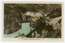 CPR & CNR Bridges Fraser River CISCO BC Canada 1930-40s © Spalding RPPC 33