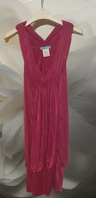 GUESS by Marciano Women s Hot Pink Open Back Low V Draped Tunic Dress Medium