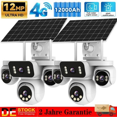 2x 4G LTE Solar Überwachungskamera Außen 12MP CCTV PTZ IP Kamera Nachtsicht DHL