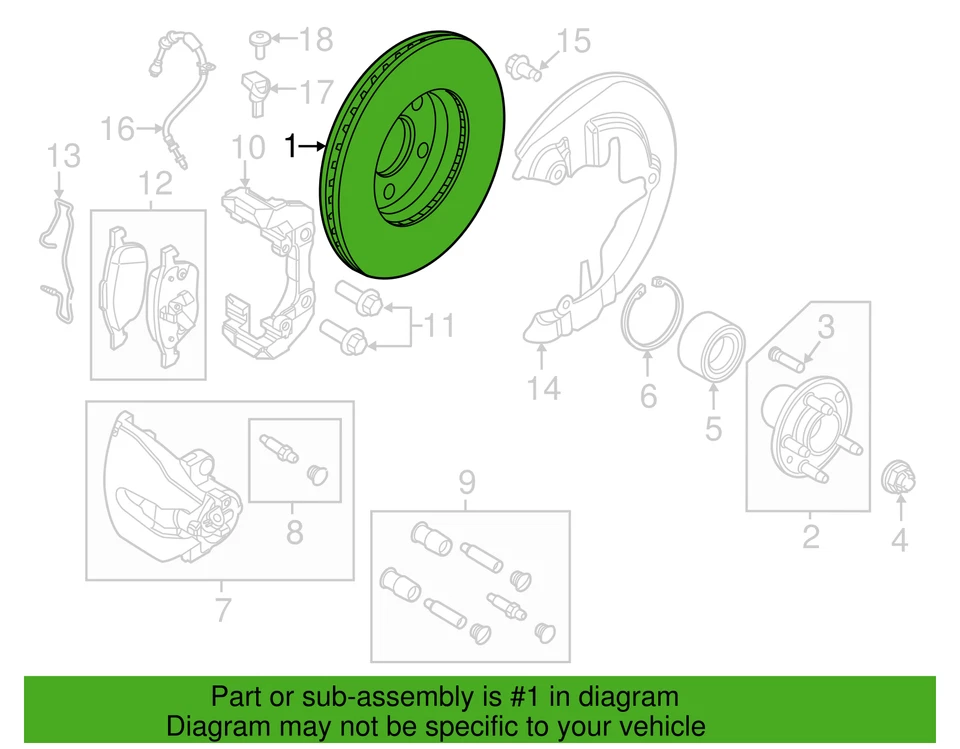 Rotor de freno de disco Ford OEM BV6Z-1125-E 2012-2018 Focus C-Max BRR-320 Motorcraft Foto 3 de 4