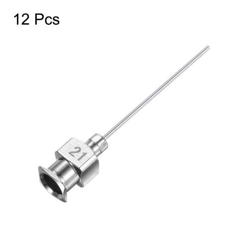12 agujas dispensadoras de acero inoxidable 21G, tubo de aguja de pegamento de 1" punta roma - Imagen 3 de 7