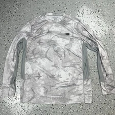 Pelagic High Performance UPF 50+ Long Sleeve Fishing Shirt Gray Camo Men’s Sz M