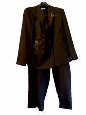 John Meyer plus size brown pinstripe suit with floral embroidery Size 24W