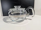 Vintage PYREX Flameware 8446B 6 Cup Stovetop Glass Teapot Kettle Made In USA