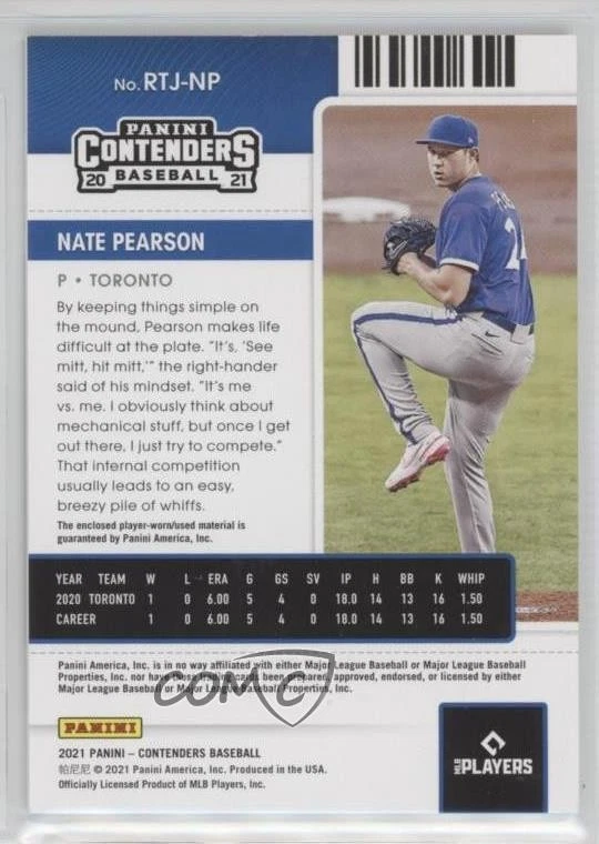 2021 Panini Contenders Rookie Ticket Jersey Nate Pearson #RTJ-NP RC - Image 2 of 2