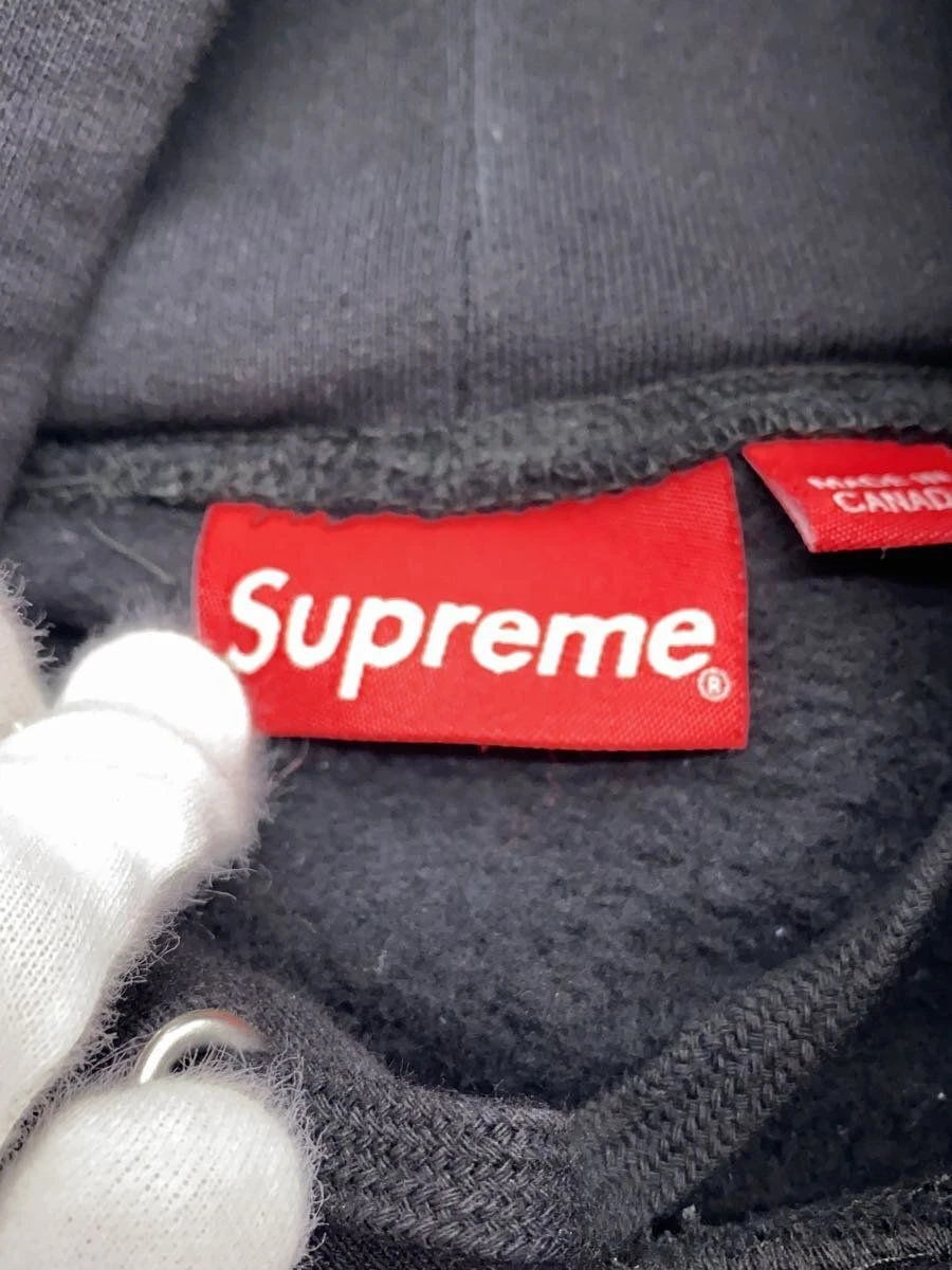 Felpa Supreme con cappuccio S cotone stampa nera usata