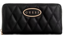 NEW GUESS Factory Women's Diamond Quilted Zip Around Wallet Clutch Bag - Black