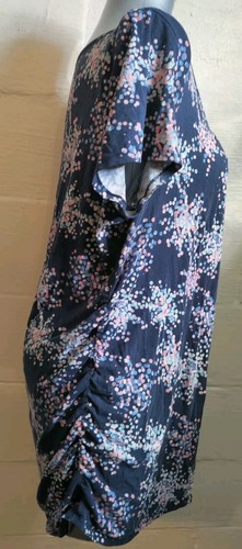 Motherhood Maternity Top Navy Blue Polka Dots XL Width 44" Ruched Sides Stretch - Picture 4 of 12