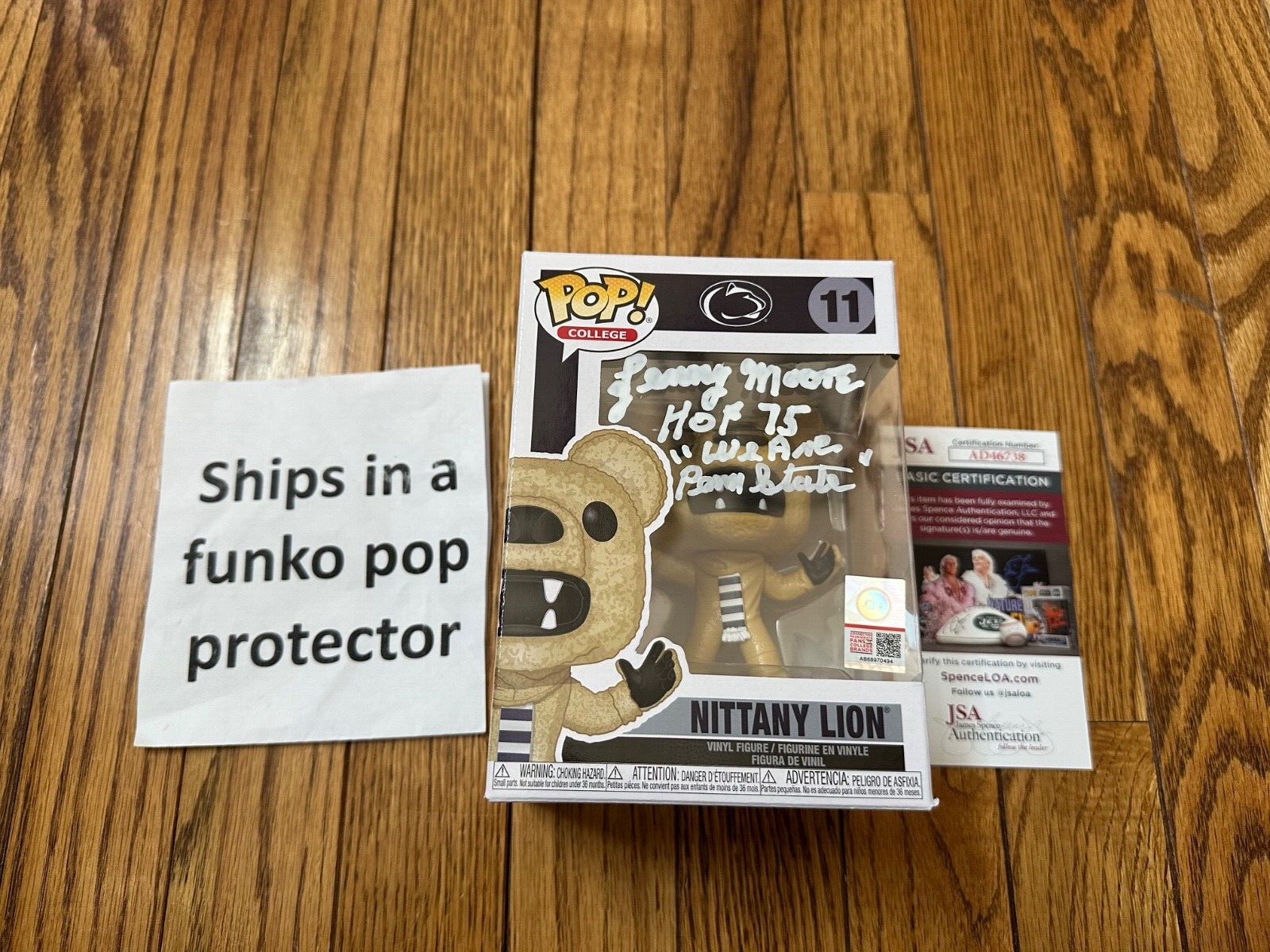 Lenny Moore Autographed Signed Penn State Nittany Lions Funko Pop Penn State "Nittany Lion" #11 HOF JSA 