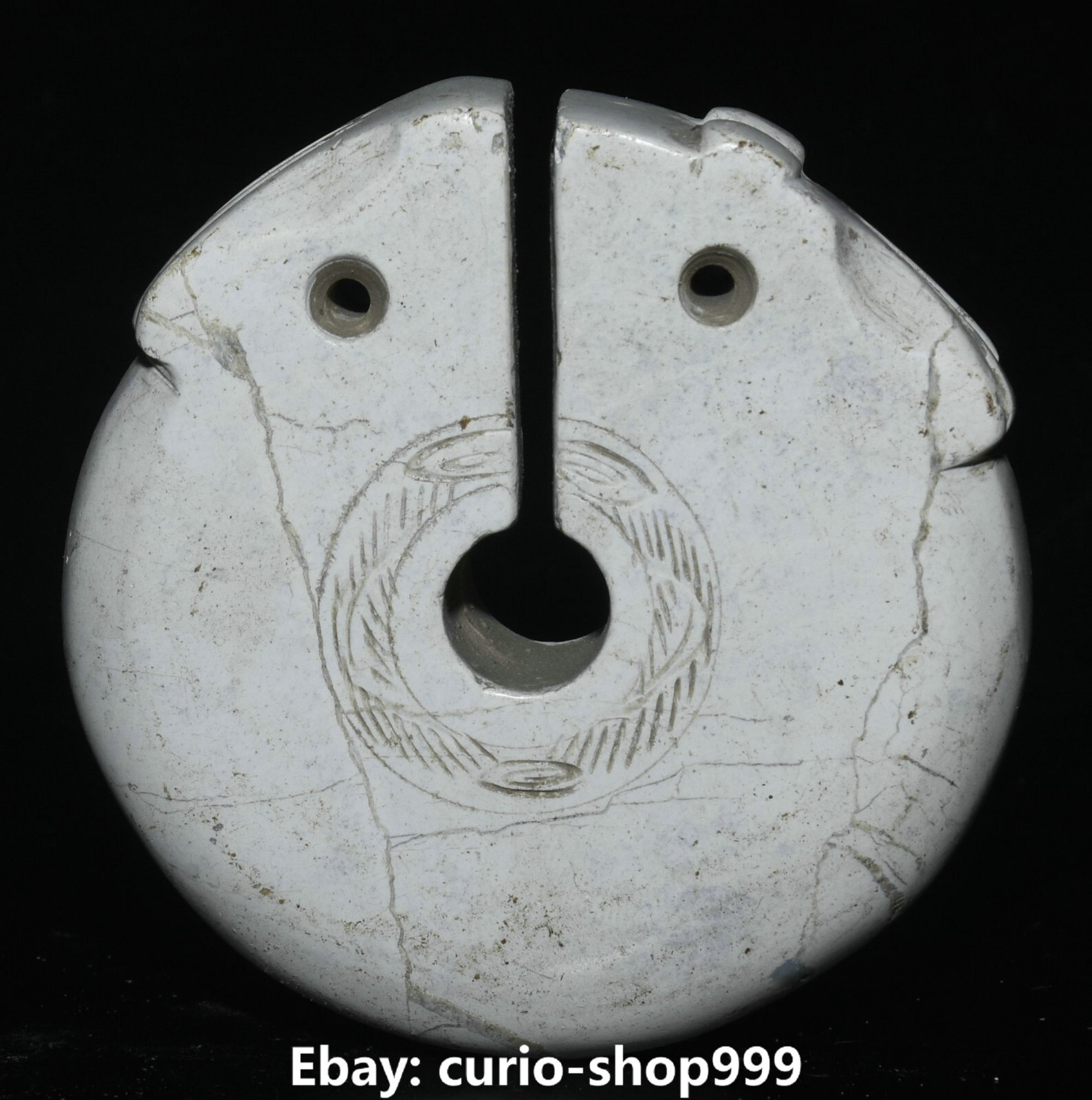 6.5cm Rare China Liangzhu Culture Old Jade Carving Beast Bi Yubi Amulet Statue