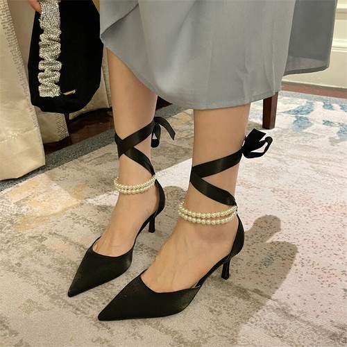 Womens Sandals Pointed Toe Pearls 