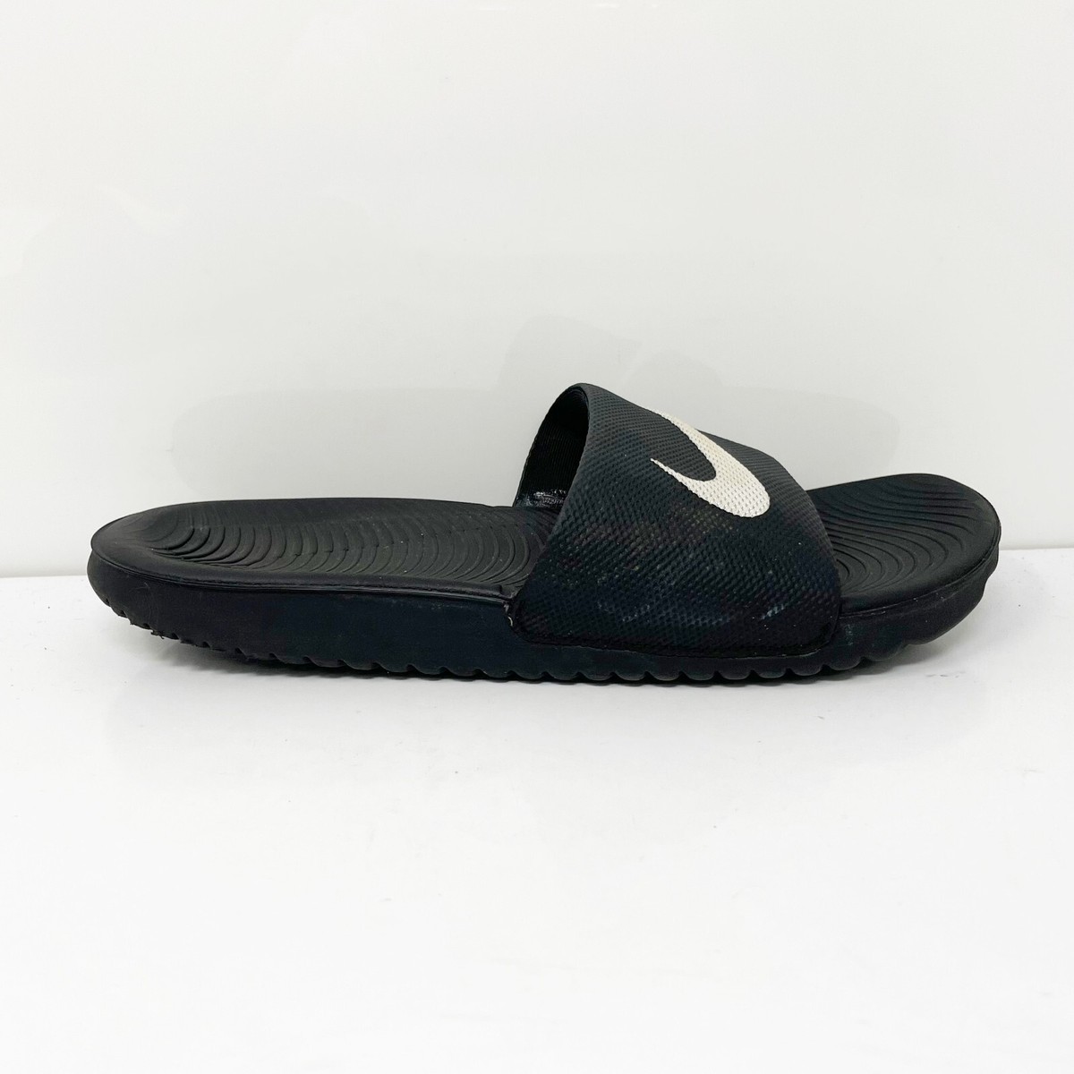 Nike Boys Kawa 819352-001 Black Slip On Open Toe Slide Sandals