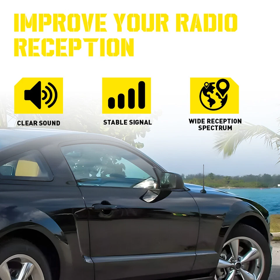 Mástil de antena de aluminio negro corto de 9" AM/FM para TOYOTA TACOMA 1995-2016 envío gratuito Foto 2 de 4