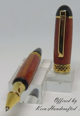 pb - Keen Handcrafted Orange Agate Apollo Infinity Gold Titanium Gel Rollerball