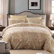 COTTON DAMASK QUEEN DUVET COVER SET PAISLEY BEDDING SET 1 DUVET COVER WITH 2 PIL