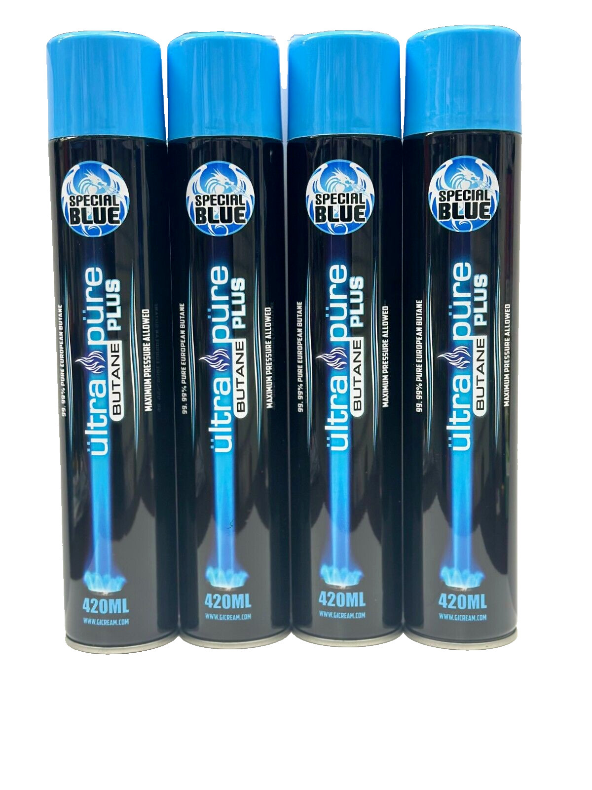 12 Cans Special Blue Butane - 12x Butane ULTRA PURE 420ml w/metal tips
