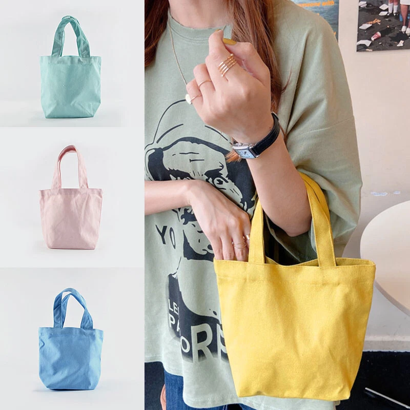 Foldable Shopping Bag Lunch Bags Canvas Tote Women Small Handbag Grocery  Food