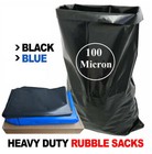 Extra Heavy Duty Strong Rubble Sacks Builders Large Black / Blue Rubbish Bags