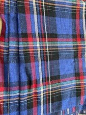Blue/White/Red/Black plaid Heavy Linen/ Cotton Remnant 45" x 6 2/3yd.