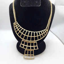 Bohemian Art Deco Statement Bib Necklace 22in