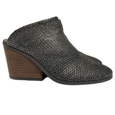 Lucky Brand Women's 7.5 Larsson Clog Mule Leather Backless Booties Gunmetal Gray