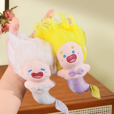 Kawaii Cute Mermaid Funny Toothless Cotton Doll Keychain Accessories Kid Gif _r1